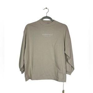 Essentials Fear of God Kid's 10 Beige Applique Crew Cotton Long Sleeve Shirt NWT